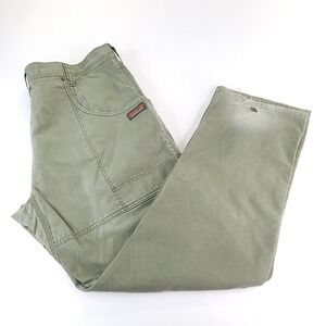 Patagonia Double Knee Jeans Mens 36x32 Olive Green Denim Outdoor Hemp Fade VTG
